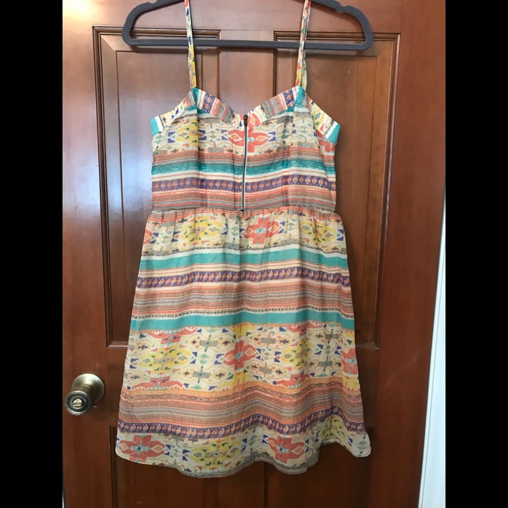Colorful sheer dress with lining.